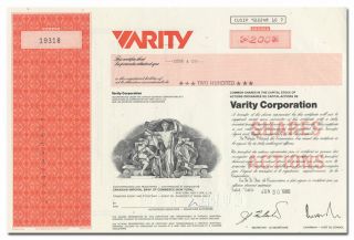 Varity Corporation Stock Certificate (massey - Ferguson Farm Equipment)
