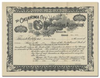 Oklahoma City Building & Loan Association Stock Certificate