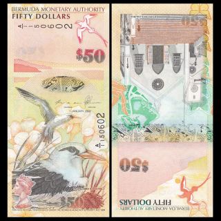 Bermuda 50 Dollars,  2009 (2012),  P - 61,  A/1 Prefix,  Unc