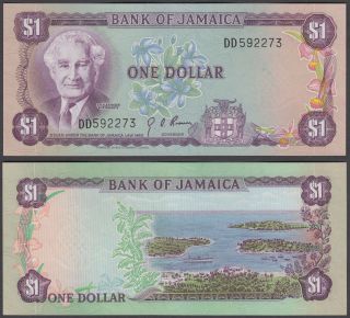 Jamaica 1 Dollar (law 1960) 1976 (xf - Au) Crisp Banknote P - 59a