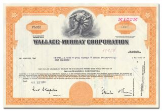 Wallace - Murray Corporation Stock Certificate (auto Bodies)