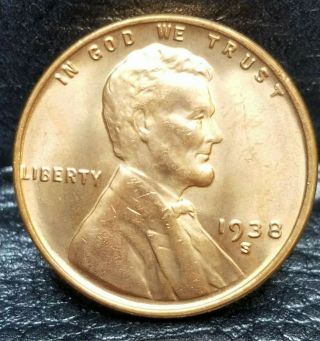 1938 - S Lincoln Wheat Penny Cent - Choice Gem Brilliant Uncirculated 09