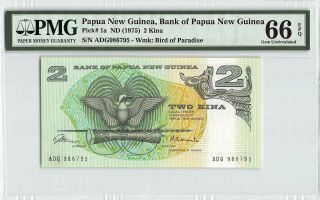 Papua Guinea Nd (1975) P - 1a Pmg Gem Unc 66 Epq 2 Kina