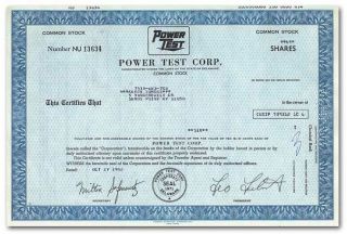 Power - Test Corp.  Stock Certificate