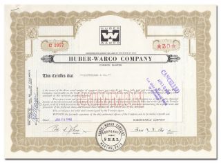 Huber - Warco Company Stock Certificate (hay Rake)