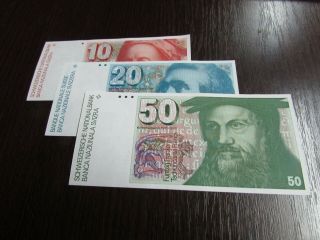 Switzerland 10,  20,  50 Francs Aunc - Unc