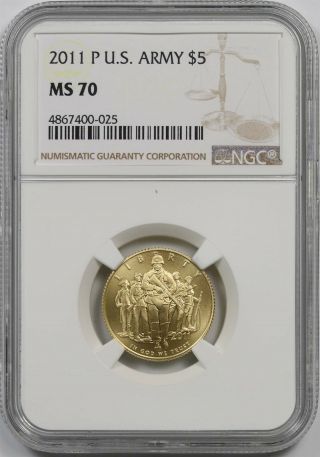 2011 - P U.  S.  Army $5 Ngc Ms 70 Gold Modern Commemorative