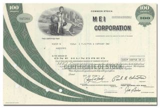 Mei Corporation Stock Certificate (twin City Rapid Transit,  Mn)