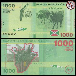 Burundi - 500,  1000,  2000,  5000 & 10.  000 Francs 2015 - Pick - 50,  51,  52,  53,  54 - UNC 4