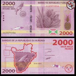 Burundi - 500,  1000,  2000,  5000 & 10.  000 Francs 2015 - Pick - 50,  51,  52,  53,  54 - UNC 5
