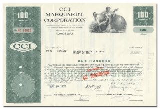 Cci Marquardt Corporation Stock Certificate