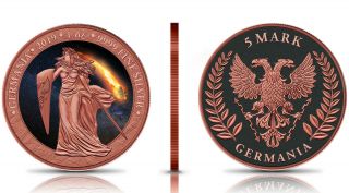 Germania 2019 5 Mark Moldavite Meteorite Germany 1oz Silver Coin