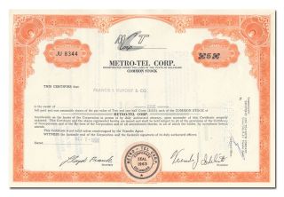 Metro - Tel Corp.  Stock Certificate