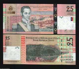Haiti 25 Gourdes P273 2004 Commemorative Unc 200th Independence Money Bank Note