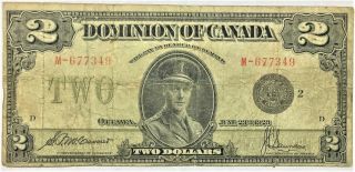 1923 Dominion Of Canada $2 Mccavour - Saunders,  Black Seal,  Series M 35226