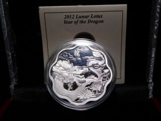 P81 Canada 2012 Silver Lunar Lotus Year Of The Dragon Proof W/ Box &