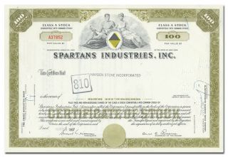 Spartans Industries,  Inc.  Stock Certificate (early Discount Store)