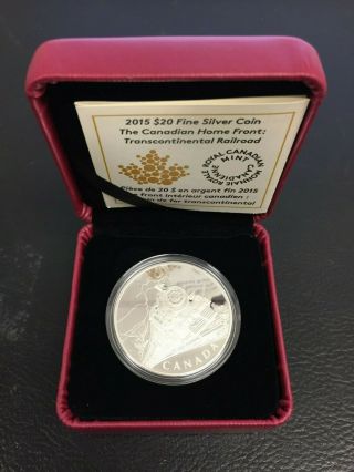 2015 Canada $20 1 Oz 9999 Fine Silver Coin Transcontinental Railroad Rcm