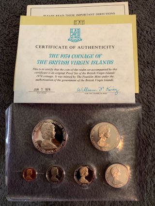 1974 British Virgin Islands 6 Piece Proof Set Set - Sterling Silver Dollar