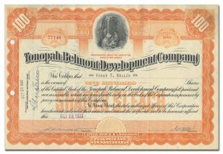 Tonopah Belmont Development Company Stock Certificate