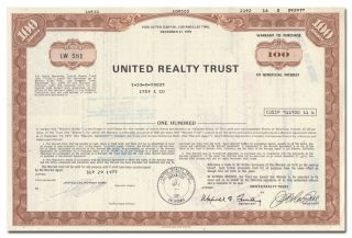 United Realty Trust Stock Certificate (california)