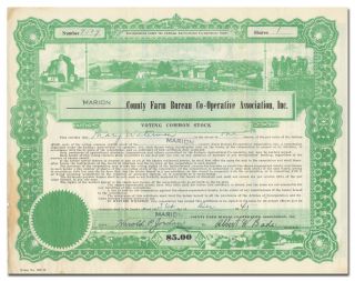 Marion County Farm Bureau Co - Operative Association Stock Certificate (indiana)