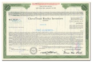 Clevetrust Realty Investors Stock Certificate