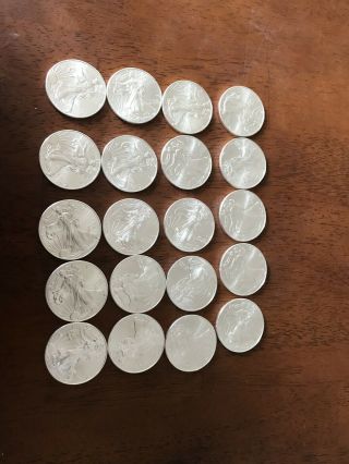 Roll Of 20 - 1 Oz Silver American Eagle Coins