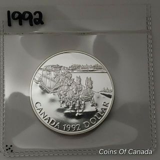 1992 Canada Silver Dollar Uncirculated Proof Coin - Stagecoach Coinsofcanada