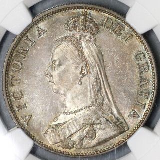 1889 Ngc Ms63 Silver 4 Shillings Double Florin Great Britain Coin (16042401d)