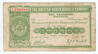 Bank Note North Borneo 50 Cents 1938 Blades 1326088