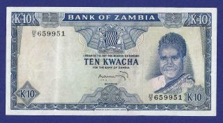 Uncirculated 10 Kwacha 1969 Banknote From Zambia