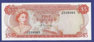 Gem Uncirculated 5 Dollars 1974 Banknote From Bahamas