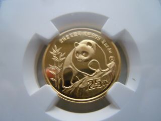1990 - P Gold China Panda 25 Yuan 1/4 Oz,  999 Gold Pf 66