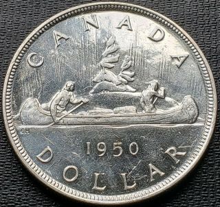1950 Swl Canada Silver $1 Dollar Coin - Short Water Lines,  Brilliant Unc Ms