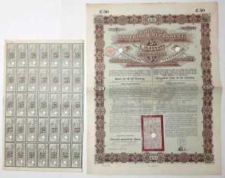 China : Gold Loan Of 1896,  Bond For £ 50,  Berlin,  1.  April 1896 - Hole Cancelled