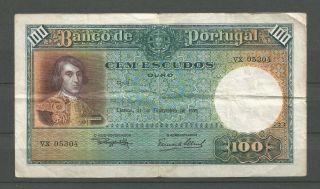 Portugal 1935 República Portuguesa.  100 Escudos.  Circulated Banknote (1)