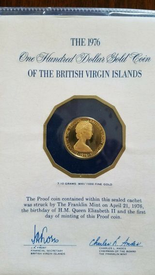The 1976 British Virgin Islands $100 Gold Coin Proof