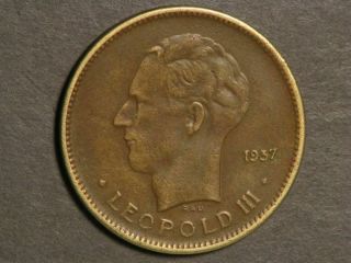 Belgian Congo 1937 5 Francs Lion Vf