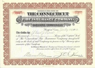 The Connecticut Fire Insurance Company (hartford Conn. ).  1912 Stock Certificate