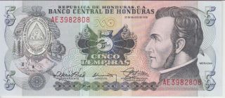 Honduras Banknote P63b 5 Lempiras 1989,  Unc