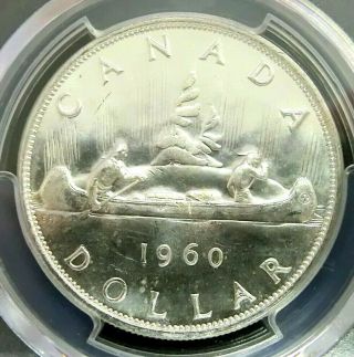 G Pcgs Ms63 Secure - Canada 1960 Elizabeth Ii Silver $1 Bu Scarce