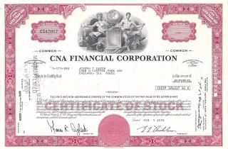 Cna Financial Corporation.  1972 Common Stock Certificate