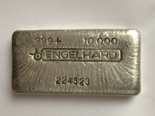 Engelhard Bull Logo 10 Oz 999 Silver Hand Poured Bar Serial 224323
