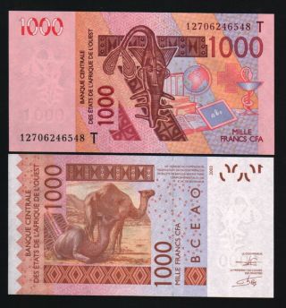 Togo West African States 1000 Francs 2003/2012 Camel Red Cross Money Bank Note
