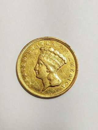 1854 $3 Gold Piece - Three Dollar Princess - 100 Authentic