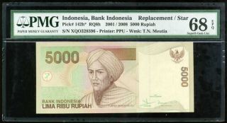Indonesia 5000 Rupiah 2001 / 2008 P 142 Replacement Gem Unc Pmg 68 Epq