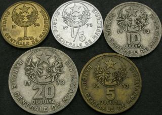 Mauritania 1/5,  1,  5,  10,  20 Ouguiya 1973/1974 - 5 Coins - 3040 ¤