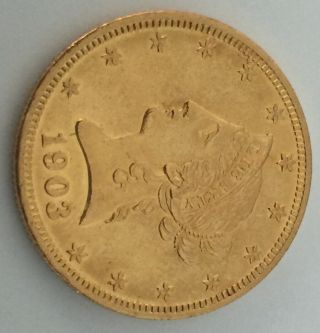 1903 US America 10$ Ten Dollar Gold Coin Liberty Head Eagle 2