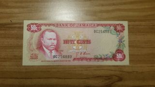 Jamaica,  50 Cents Uncirculated Bank Note.  1970